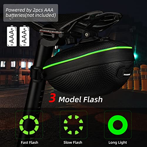 Rockbros Bike Bags Under Seat, Bike Seat Pack With Strip Light, Waterproof Saddle Bags For Bicycle, Bike Accessories Pouch For Mtb Bmx Road Bike #TOP2