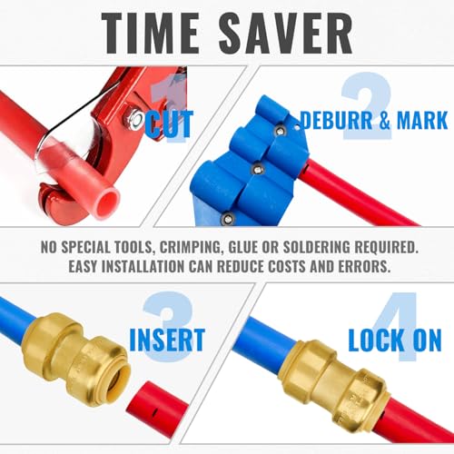 Image of SUNGATOR Straight Coupling, 3 /4-Inch Push Fit PEX Fittings, Brass, 2-Pack | Push-to-Connect Plumbing Fittings, for Pex Pipe, Copper, CPVC, with 1 Disconnect Clip