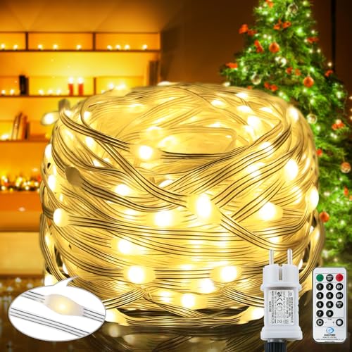 【Nuove lucine migliorate】Rispetto alle lucine tradizionali, le lucine per esterni Qillnyy sono costituite da 3 fili di filo d'argento in PVC e avvolti con resina epossidica trasparente, che aiuta a mantenere una luminosità morbida e una corrente stabile. Anti-touch, nessun groviglio durante l'uso. La struttura o la forma delle lucine può essere modificata secondo necessità e può essere utilizzata per decorare piante, fiori, arbusti, ecc.