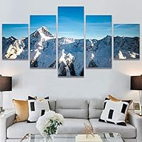 SIGNWIN 5 Panel Canvas Wall Art Snow Mountain for Home Decorations Ready to Hang - 60