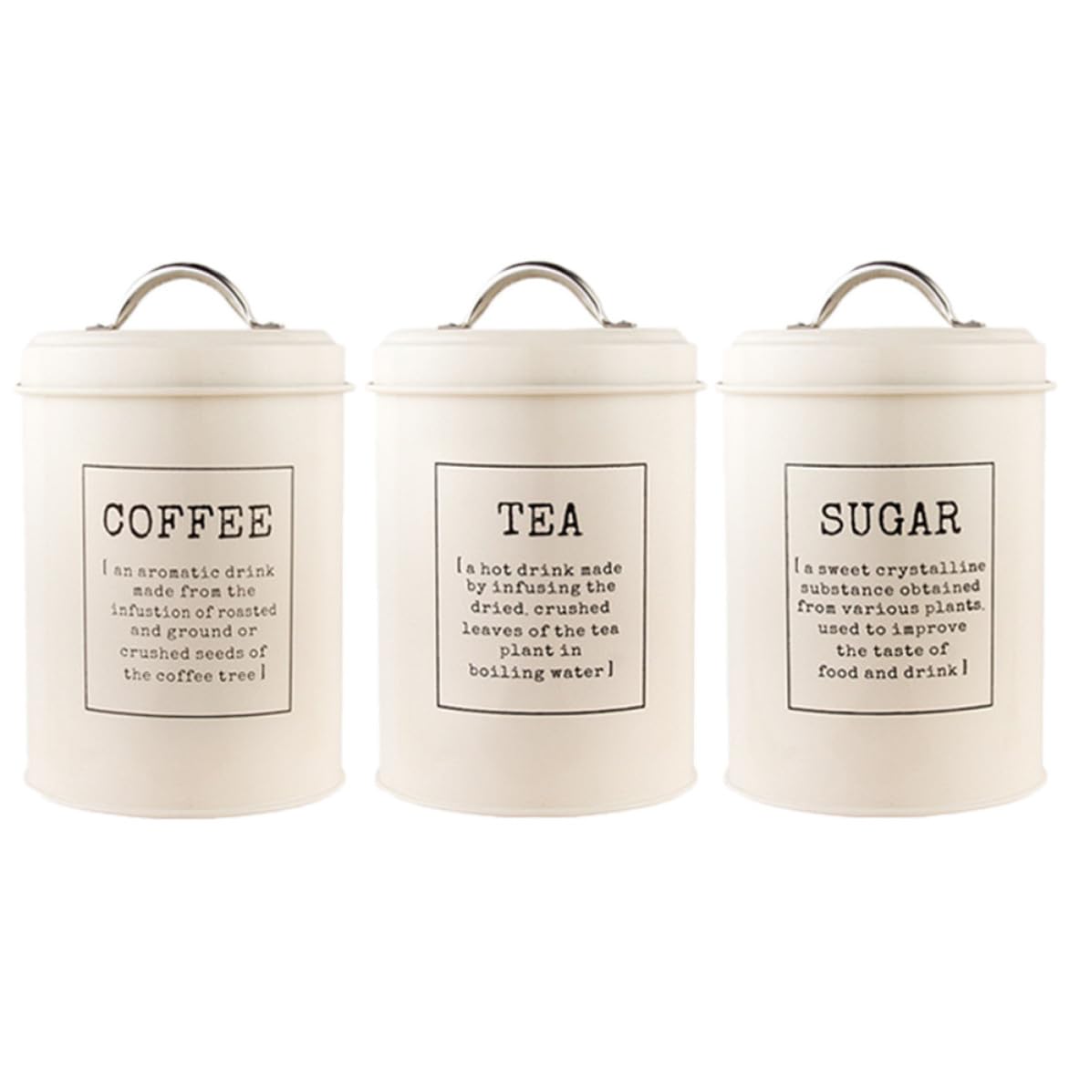 Tarros de Almacenamiento de Cocina 3 Piezas de Hierro Blanco | Tapa Sellada, Gran Capacidad, para Hojas de Té y Granos de Café, Estilo Nórdico para Barra y Estante Estilo Aleatorio