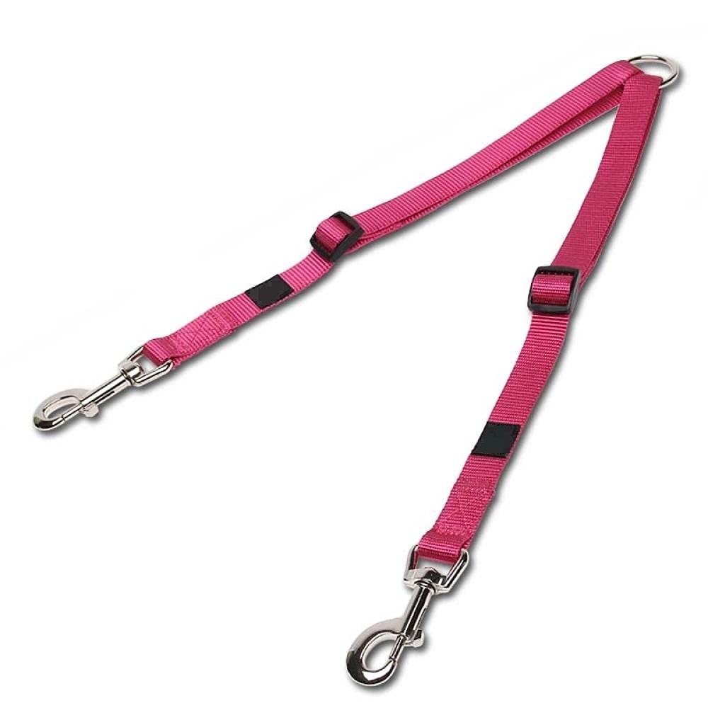 Divisor de Correa for Perros, Doble Ajustable Nailon Rosa for Correr, sin enredos, for pasear y Entrenar, Divisor for, Talla L(Pink,S)