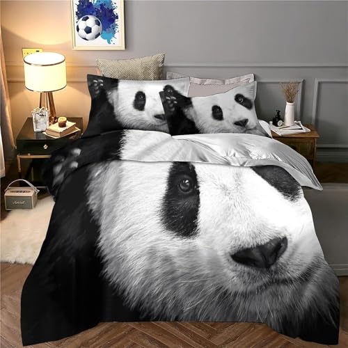 Housse de couette panda 3D en microfibre lit simple 135x200