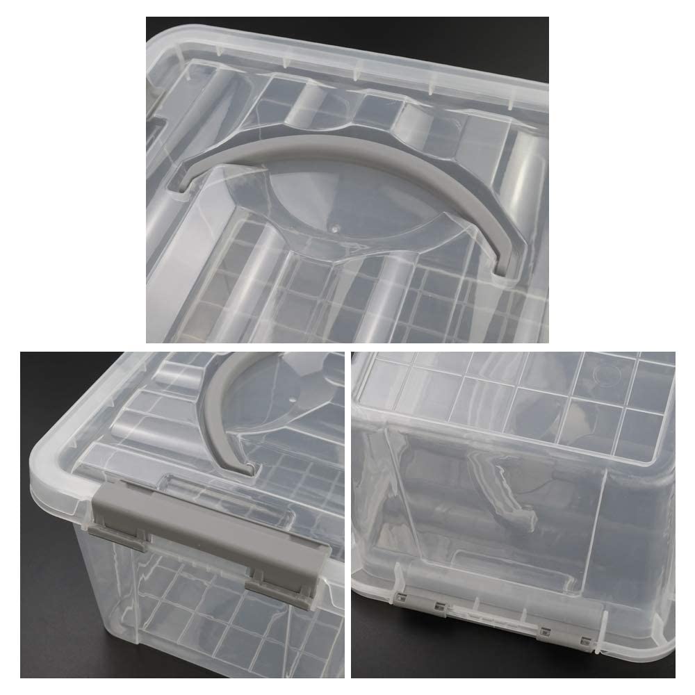 6 L Boîtes de Rangement en Plastique Transparent avec Couvercle, Lot de 6