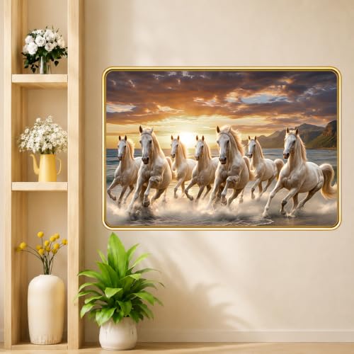 Image of 7 Running Horses Vastu Photo Frame, 16x24 Inch