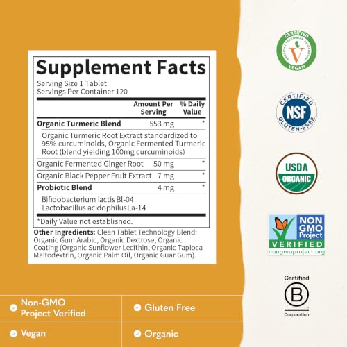 Garden of Life Organics Extra Strength Turmeric Supplement, 120 Tablets - image 4