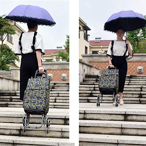 GJ-gwcd Zusammenklappbarer Einkaufskorb, tragbarer Einkaufskorb, leicht, Treppenkletterwagen, mit rollenden… – Bild 6