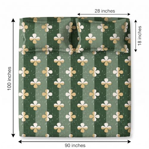 Image of BSB HOME 240 TC Cotton Double Bedsheet with 2 Pillow Covers, Soft & Breathable Bed Sheet for Double Bed, Fade & Wrinkle Resistant, Floral Print, 90 x 100 Inches (228 x 254 cm) - Sage Green