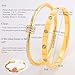 Camhanno Stainless Steel Bangle Bracelet Set for Women - Silver/Gold Love Bangle Jewelry with Sparkling Crystal Inlay for Love Gifts (Gold-2)