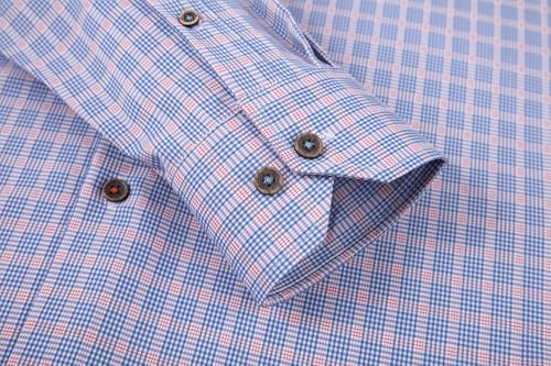 Alex Vando Mens Button Down Shirts Wrinkle Free 4-Way Stretch Print Business Casual Shirt