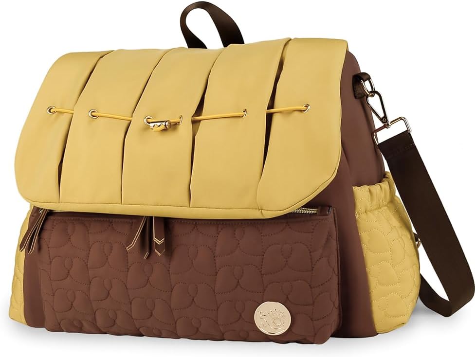 MOMIGO Baby Diaper Bag Backpack - Large Size Multifunction Travel Back Pack for Mom, Fashion Classic Maternity Baby Changing Bags with Portable Changing Pad (Brown)