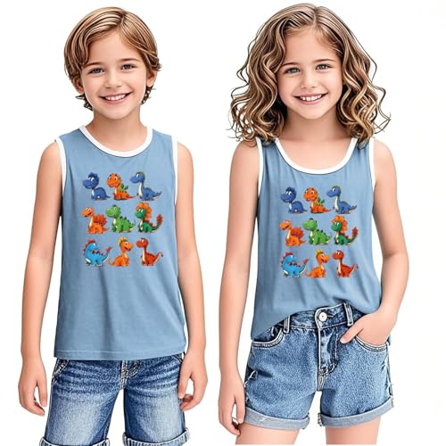 Sinzelimin 3-15T Baby Boy and Girls Fitness Tank Tops Sleeveless Cute Little Dinosaur Graphic Tees Sport Fitness Shirt Vest2