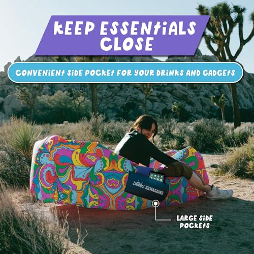 Chillbo Shwaggins Inflatable Couch – Cool Inflatable Lounger Easy Setup is Perfect for Beach Gear, Camping Fun and Festival Accessories.