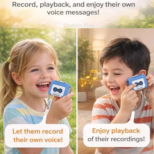 Image of Mini Retro Cassette Tape Voice Recorder Keychain