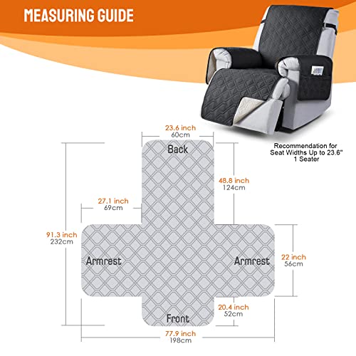 Image of VANSOFY 100% Waterproof Recliner Chair Cover, Non-Slip Dog Furniture Protector Washable Slipcover With Pocket, Elastic Straps for Pets (Black, 23.6 inch)