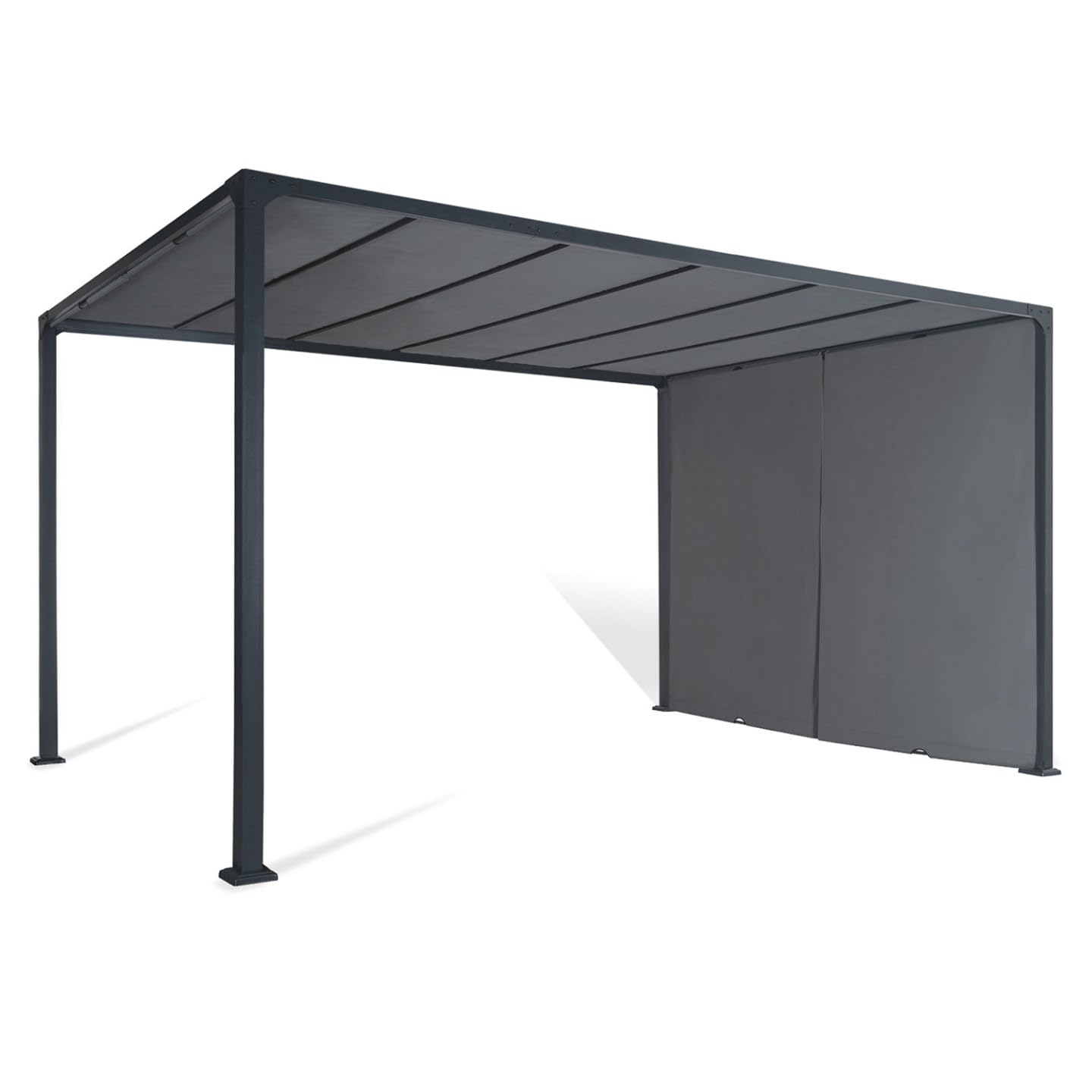 IDMarket - Pergola coulissante 2 pans 3x4 M belvédère de jardin toile gris anthracite