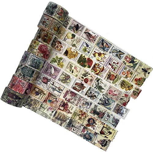 8 rollos de sellos postales Washi Tapes decorativos para álbumes de recortes, niños, manualidades, álbumes, diarios, planificadores, calendarios y cuadernos