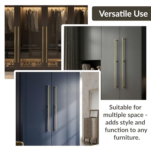 Image of Plantex Stainless Steel & Aluminium Cabinet Handle /900mm Wardrobe Handle for Home /Cupboard Door Pull-Push Handles for Hotel /Office - Pack of 1 (DTC-3960, Brass Antique & Gold)