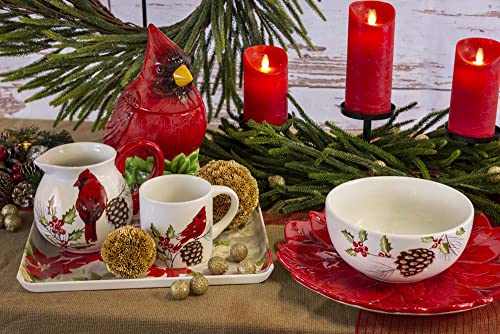 Boston International Holiday Ceramic Cookie Jar With Lid, 8 Cups, Yuletide Cardinal #TOP2
