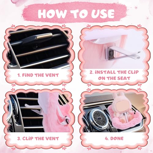 BOXOB Auto-Puppen-Sicherheitssitz, Süßer Sicherheitssitz mit Weichem Plüsch Rosa Dekoratives Sofa zum Auto-Lüftungsschlitze Präsentieren von Puppen-Spielzeug Ornamenten Zubehör (Plüsch-Stil)