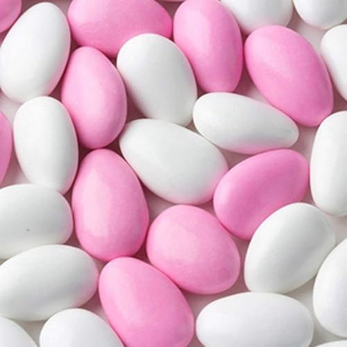 Miniatura 2 de Smarty Stop Jordan Almonds Candy - Almendras recubiertas de caramelo pastel, aperitivo comestible de confitería (rosa y blanco, colores pastel, 5