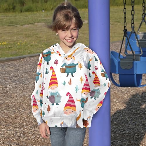 Kids Hoodies Sweaters Christmas Gnome Dwarfs Hooded Sweatshirts with Big Pockets for Boys Girls B04000144