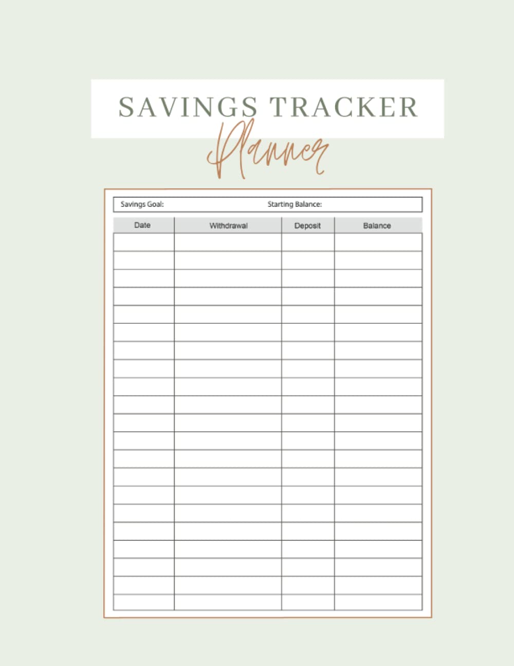 Savings Tracker Planner: A Logbook To Keep Track Of Your Savings Progress - Simple Savings Record Book