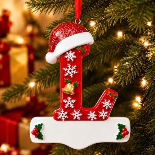 Image of Bemaystar 3D Resin Letter Christmas Ornaments, Hand Painted Initial Christmas Tree Ornaments, Premium Holiday Decoration for Family Christmas Tree Decor, Ornaments for Christmas Tree, L