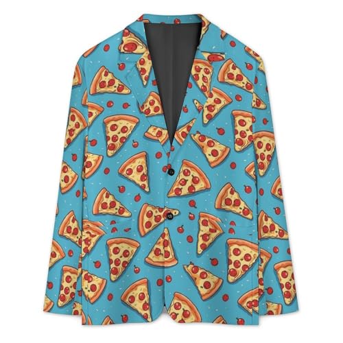 Italy Pizza Pattern Mens Suit Jacket Lapel Blazers 2 Button Business Coat Tuxedo for Wedding Dinner3