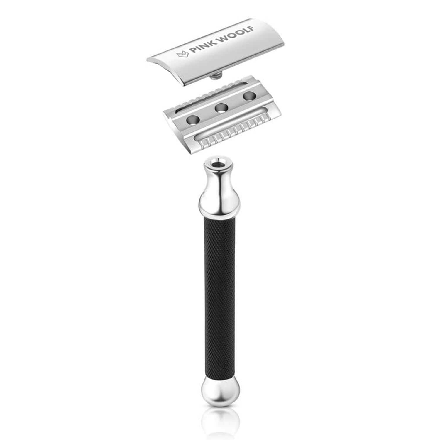 Pink Woolf Double Edge Manual Safety Razor for Men CC87 (Close Comb) | Fits all Double Edge Safety Blades Eliminates Nicks & Cuts | Anti Slip Grip for Wet Shaving Pack Of 1 (Black) - Image 2 thumbnail