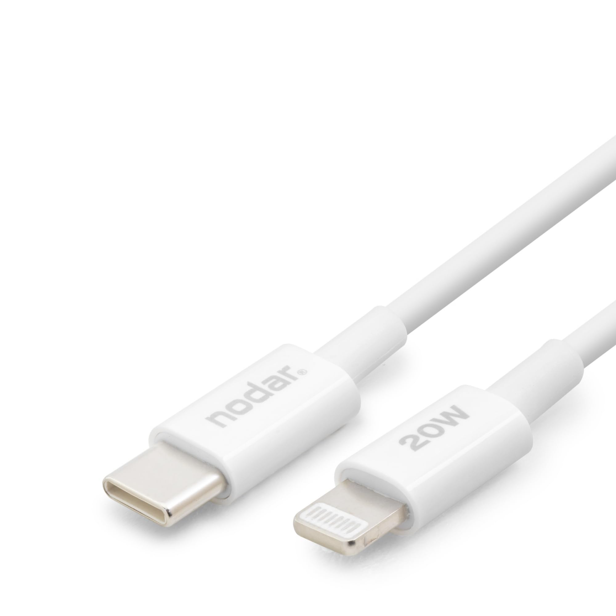 Nodar 20W USB-C to Lightning Hızlı Şarj Kablosu 1 Metre PD Veri Kablosu iPhone 14, 13, 12, 11, Pro, Max, iPad Uyumlu Sağlam ve Dayanıklı TPU Yalıtım Yüksek Hızlı Veri Transferi Beyaz ND1151