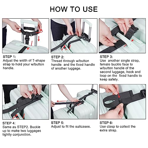 Vigorport Luggage Straps, Straps for Suitcase, Add A Bag Adjustable Attachment Accessories for Connect Your 3 Luggage Together(1.25'' Width M Size)