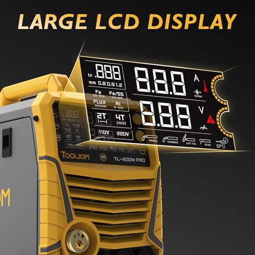 Image of TOOLIOM 200A 5-in-1 Aluminum MIG Welder Kit, Wire & Gloves | 5 in 1 MIG /flux MIG /spool gun MIG /Lift TIG /stick welder, 110 /220V Dual Voltage, smart synergic control