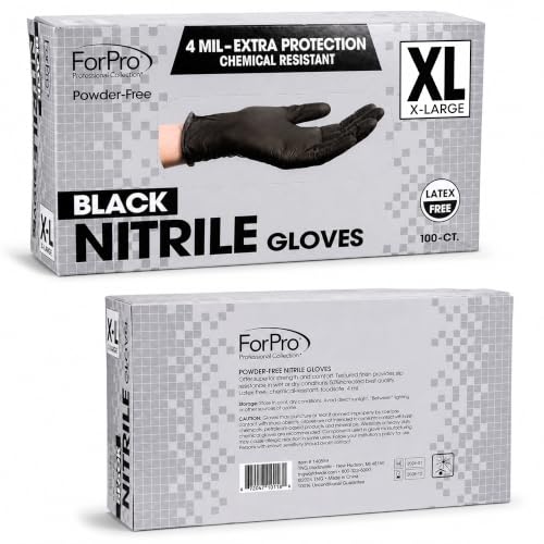Image of ForPro Disposable Nitrile Gloves, Chemical Resistant, Powder-Free, Latex-Free, Non-Sterile, Food Safe, 4 Mil