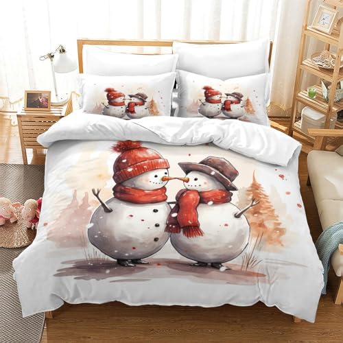 Housse de couette bonhomme de neige parure de lit microfibre 3D - 3