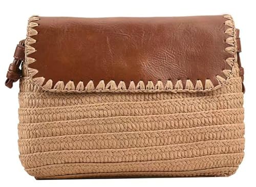 Rungion Small Straw Clutch for Women Trendy Handbag Summer Beach Straw Purse Woven Envelope Crossbody Shoulder Bag