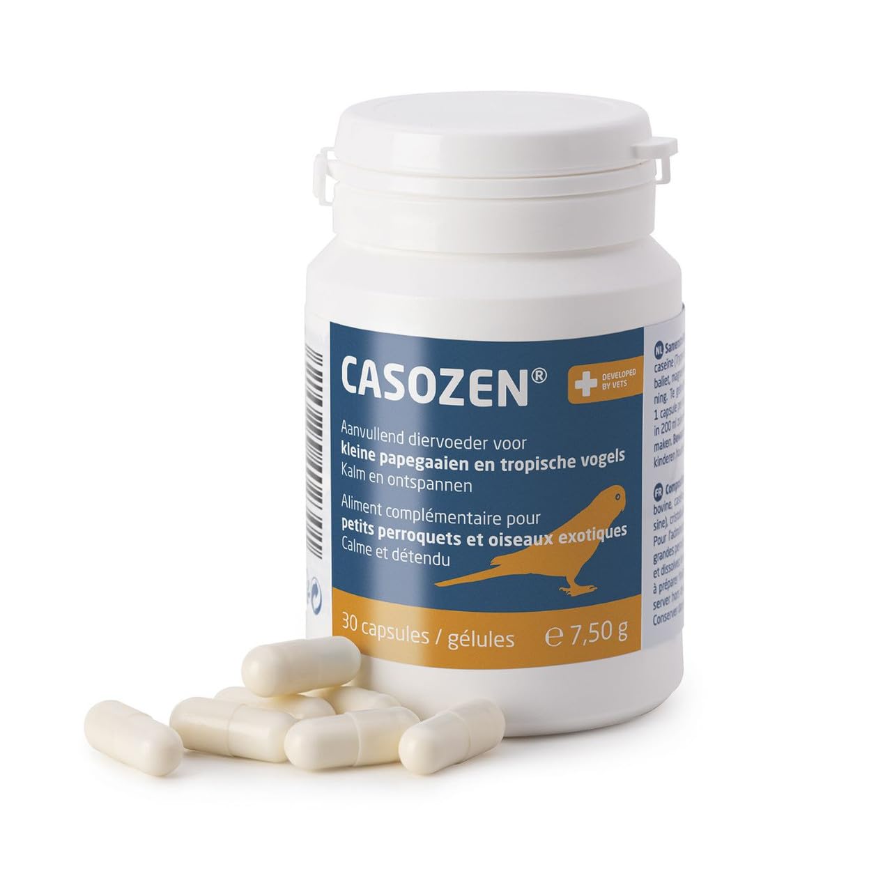 Parrot Essentials Casozen Natural Anti Stress & Feather Plucking Remedy 30 Days, 225g (For All Small Bird Parrots, Parakeets