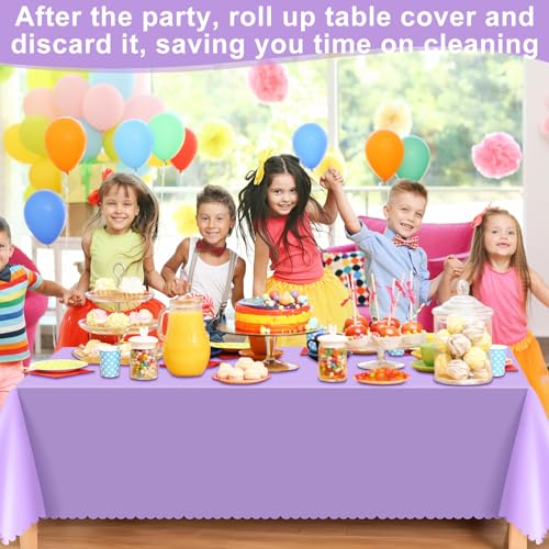 Image of NatNarr 6 Pack Light Purple Tablecloths, Plastic Lavender Table Cloths
