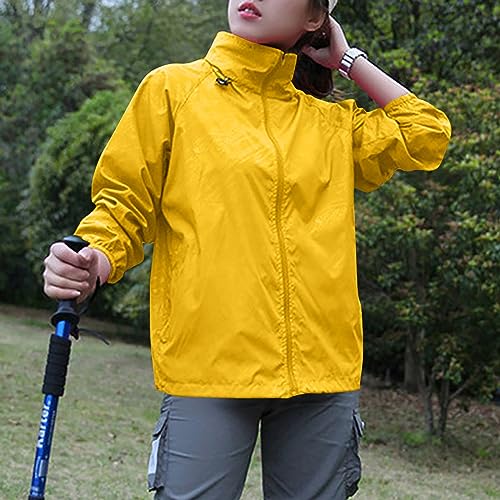 Womens Rain Jacket Outdoor Sports Windbreaker Jackets Lightweight Waterproof Raincoat Solid Color Packable Rain Coats4