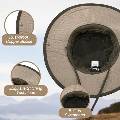 Image of Bucket Hat Wide Brim UV Protection Sun Hat Boonie Hats Fishing Hiking Safari Outdoor Hats for Men and Women