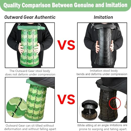 Image of Outward Gear Upgraded Folding Stool Large Square Surface 550lbs Load Capacity Heavy Duty Collapsible Portable Telescopic Stool for Camping Travel Hiking (Camouflage)
