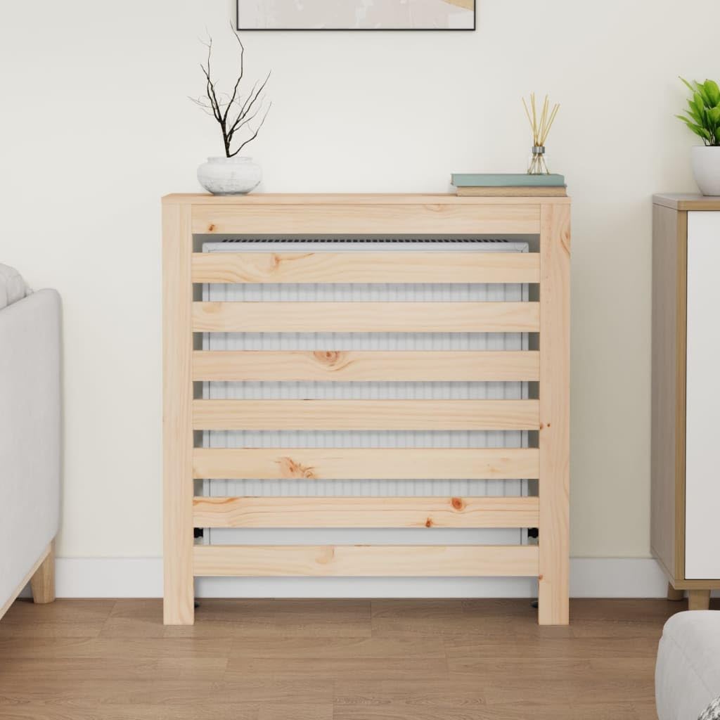 Heizkörperverkleidung aus massivem Kiefernholz 79,5 x 19 x 84 cm mit Lamellen, Ablage für Wohnzimmer, als Heizkörper Zubehör für Heizungsbereich