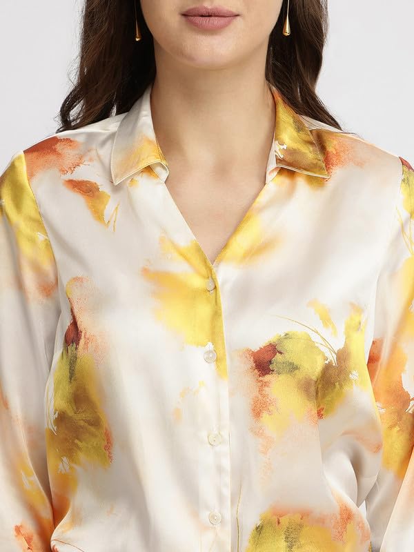 Image of FableStreet Women Shirts | Comfort Fit Spread Collar | Premium Satin Fabric for Formal, Business Casual
