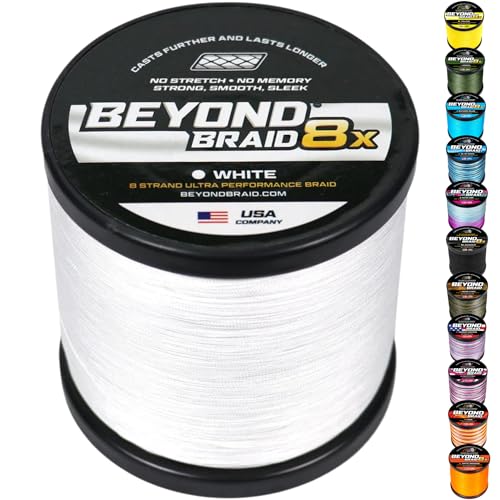 Image of Beyond Braid Braided Fishing Line -Super Strong - Abrasion Resistant - No Stretch -Blue Camo, Moss Camo, White, Green, Pink, Blue, 4 Strand 8 Strand