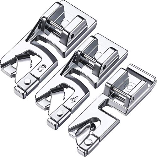 DENALY Narrow Rolled Hem Sewing Machine Presser Foot Set Suitable for Household Multi-Function Sewing Machines 3 mm, 4 mm and 6 mm