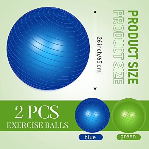 Image of Leyndo 2 Pcs Exercise Ball Yoga Ball with Pump 26 Inches / 65 cm for Workout Pregnancy Stability Anti Burst Birthing Fitness Improved Posture, Balance, Yoga, Pilates, Training