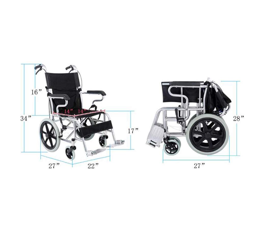 Silla de Ruedas Manual,Sillas de Ruedas de Transporte Silla de Ruedas de Conducción Médica Brazos Y Elevación de Piernas para Descanso Silla de Ruedas Manual Ligera Y Plegable/Blue