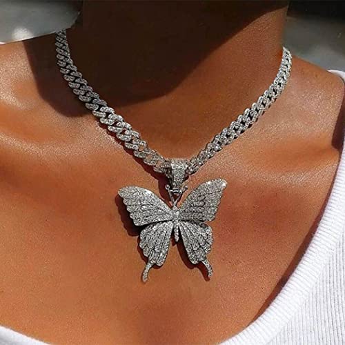 EARENT Butterfly Necklaces Jewelry Rhinestone Crystal Choker Chain for Women3