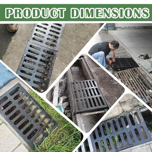 Cast Iron Drain Grate, 12 * 12in Heavy Duty Outdoor Drain Cover, B125 Class Channel Grate, Metal Sewer Grate, Black Square Drainage Grate for Concrete Floor, Yard, Driveway & Garage. by TIDFOLGHTTHOR - Image 8
