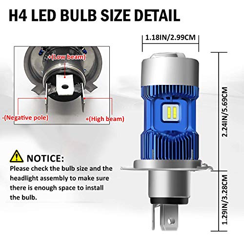 Dzg H4 Motorcycle Led Headlight Bulb 9003 Hb2 Hs1 P43T 6500K High Low Beam Light Conversion Kit 2 Yr Warranty, 1 Pack #TOP7